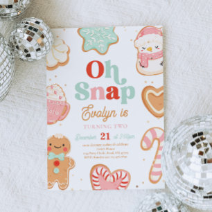 Oh Snap Christmas Cookie Verjaardag Uitnodiging