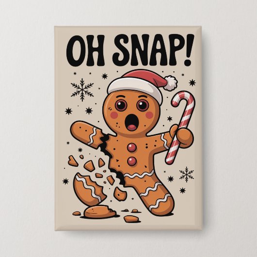 Oh Snap! Christmas Gingerbread Cookie Santa Hat  Button (Voorkant)