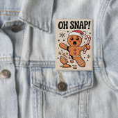 Oh Snap! Christmas Gingerbread Cookie Santa Hat  Button (Insitu)