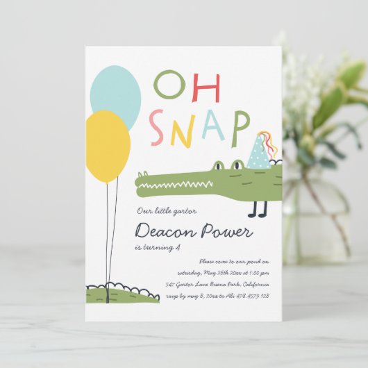 Oh Snap Crocodile Invitation (Debout devant)