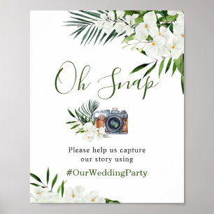 Oh Snap Elegante Witte Orchidee Boho Hashtag Bruil Poster