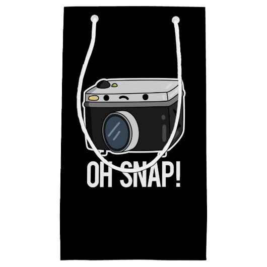 Oh Snap Funny Camera Pun Dark BG Klein Cadeauzakje (Voorkant)