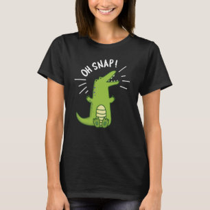 Oh Snap Funny Snapping Crocodile Pun Dark BG T-shirt