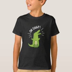 Oh Snap Funny Snapping Crocodile Pun Dark BG T-shirt