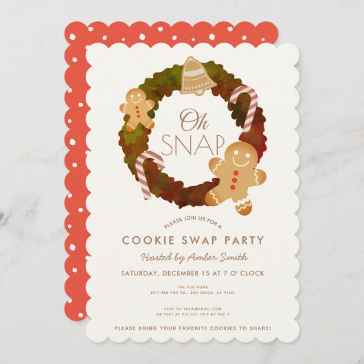 Oh Snap Gingerbread Cookie Swap Party Invitation (Devant / Derrière)