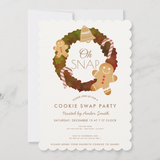 Oh Snap Gingerbread Cookie Swap Party Uitnodiging (Voorkant)