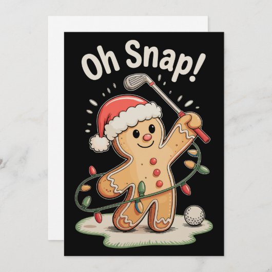 Oh Snap Gingerbread Golf Golfer Golfing Christmas Feestdagenkaart (Voorkant / Achterkant)