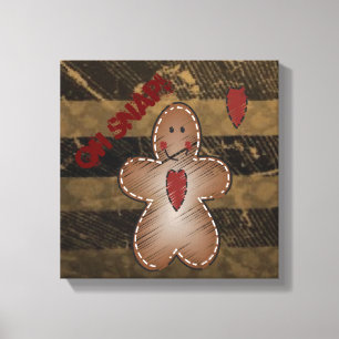 Oh Snap Gingerbread Man Christmas Canvas Afdruk