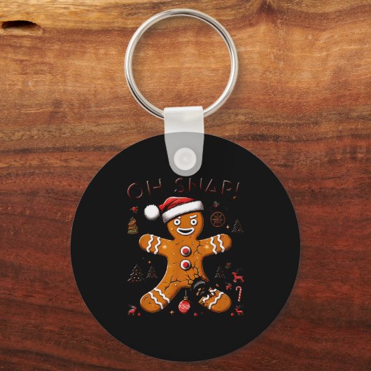 Oh Snap Gingerbread Man Christmas Funny Cookie Ugl Sleutelhanger (Voorkant)
