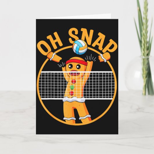 Oh Snap Gingerbread Man Christmas Volleyball Kaart (Voorkant)