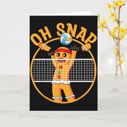 Oh Snap Gingerbread Man Christmas Volleyball Kaart (Gele Bloem)