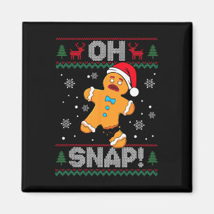 Oh Snap Gingerbread Man Cookie Christmas Funny Ugl Magneet