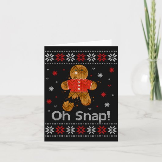 Oh Snap Gingerbread Man Cute Christmas Cookie Ugly Kaart (Voorkant)