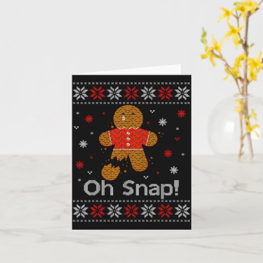 Oh Snap Gingerbread Man Cute Christmas Cookie Ugly Kaart (Gele Bloem)