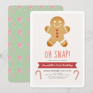 Oh Snap Gingerbread Man Kids Verjaardag Kaart