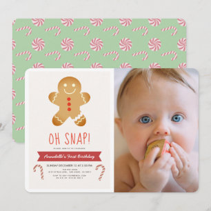 Oh Snap Gingerbread Man Kinder Foto Verjaardag Kaart