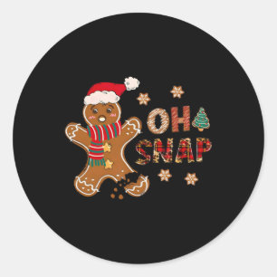 Oh Snap Gingerbread Man Merry Christmas Pajam Ronde Sticker