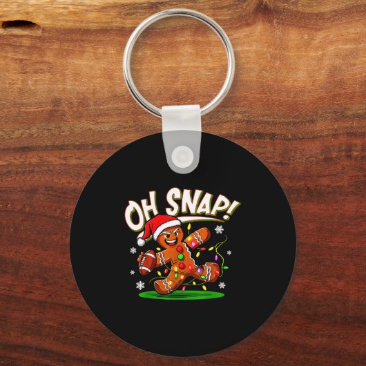Oh Snap Gingerbread Man Santa Football Funny Chris Sleutelhanger (Voorkant)