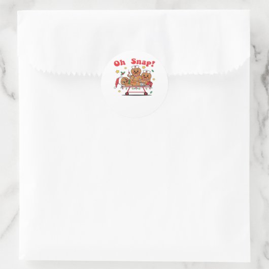 Oh Snap Gingerbread School Nurse Christmas Classic Ronde Sticker (Tas)