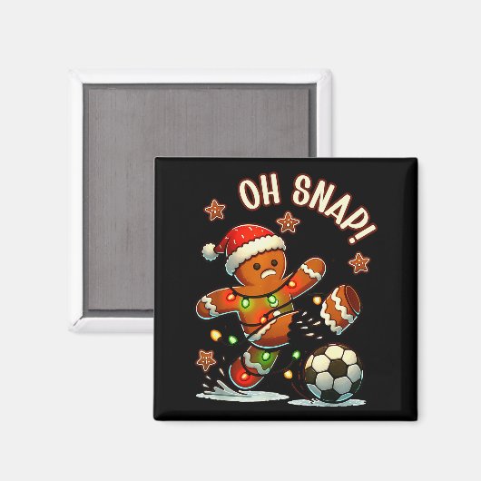 Oh Snap Gingerbreadman Christmas Soccer Magneet (Voorkant / Achterkant)