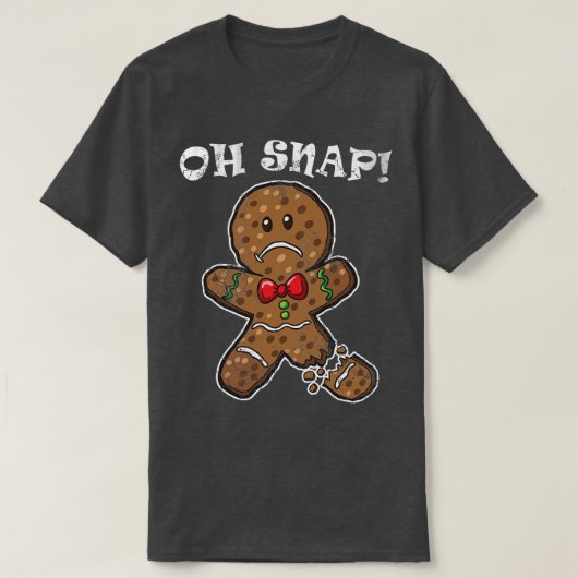 Oh Snap Gingerbrood Man Kerstmis Humor Quottes T-shirt (Design voorkant)