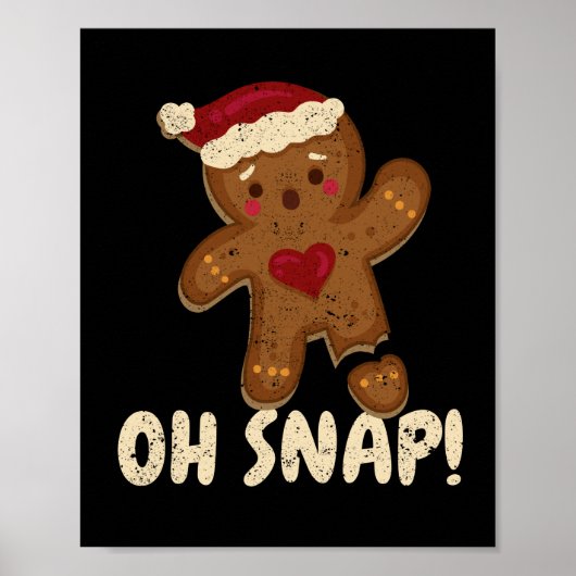 Oh snap gingerbrood man koekje gebroken been poster (Voorkant)