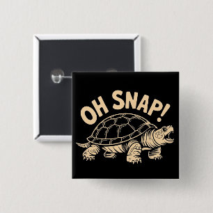 Oh Snap Grappige Sarcastische Bijtende Schildpad G Vierkante Button 5,1 Cm