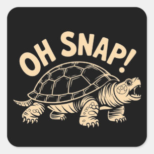 Oh Snap Grappige Sarcastische Snappende Schildpad  Vierkante Sticker