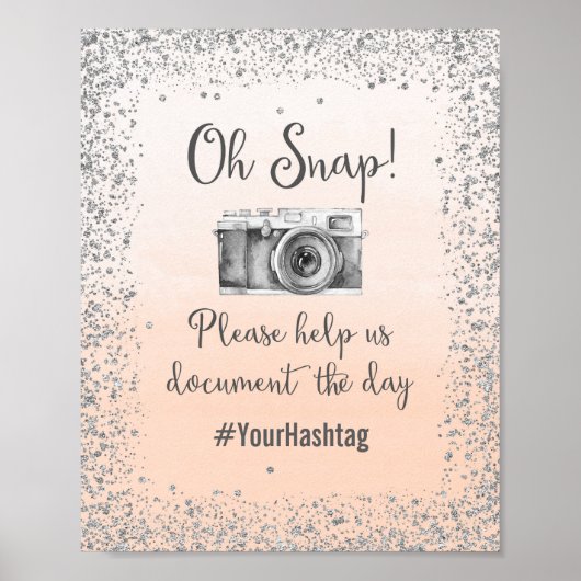 Oh Snap Hashtag Trouwposter Print (Voorkant)