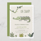 Oh Snap Moeras Krokodil Verjaardag Uitnodiging (Voorkant / Achterkant)
