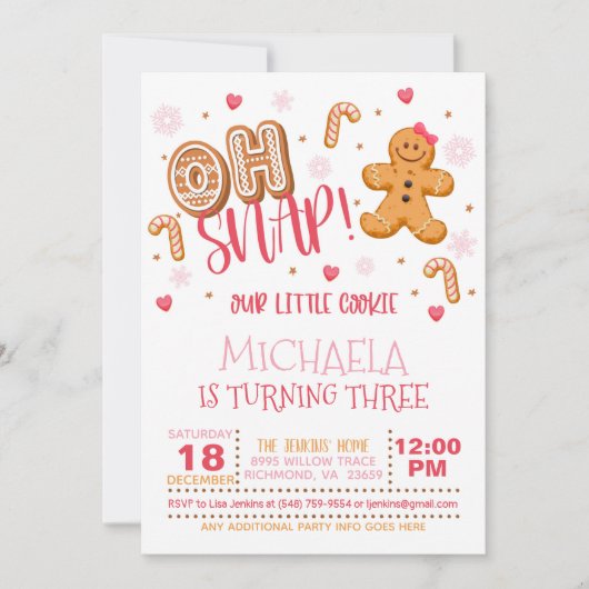 Oh Snap Noël Anniversaire Invitation - Blanc (Devant)