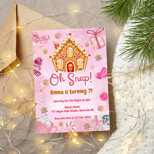 Oh Snap Pingerbread Maison Anniversaire Invitation