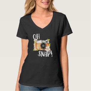Oh Snap Retro Camera Bloemen Fotografie T-shirt