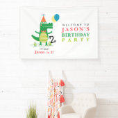 Oh Snap Schattige Alligator in Swamp Kids Verjaard Spandoek (Insitu)