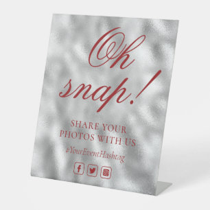 Oh Snap Social Media Chic Modern Wedding Event Reclamebord Met Voetstuk