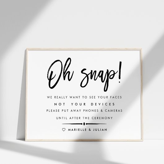 Oh Snap | Unplugged Ceremony Mariage Poster 2