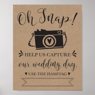 Oh Snap Wedding Hashtag Sign Poster