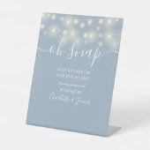 Oh Snap Wedding String Lights Dusty Blue Reclamebord Met Voetstuk (Voorkant)