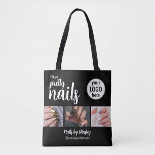 Oh So Pretty Nagelstylist Script Logo 3 Foto Zwart Draagtas