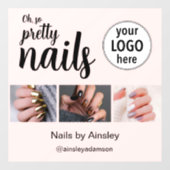 Oh So Pretty Nail Artist Script Logo Photo Pink Raamsticker (Vel)