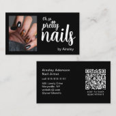 Oh So Pretty Nail Artist Script Photo QR Code Visitekaartje (Voorkant / Achterkant)