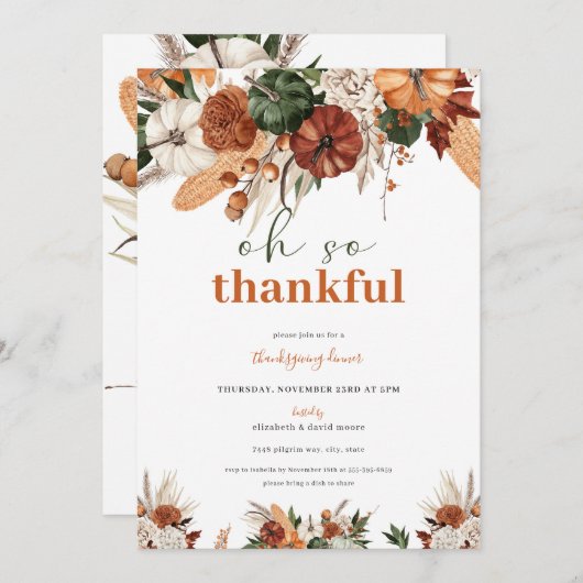 Oh So Thanksgiving Dîner Invitation (Devant / Derrière)