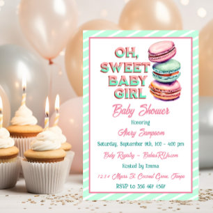 Oh Sweet Baby Meisje Macaron Theme Baby shower Kaart