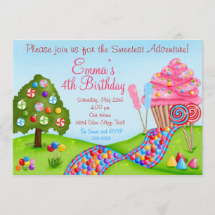 Oh Sweet Candy Land Invitations à gâteau d'anniver