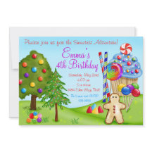 Oh Sweet Candyland Anniversaire Cupcake Invitation