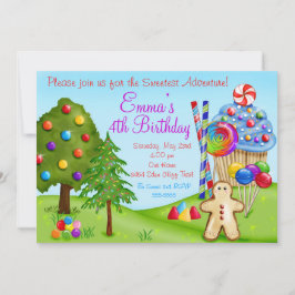 Oh Sweet Candyland Birthday Cupcake Invitaties Kaart
