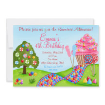 Oh Sweet Candyland Birthday Cupcake Invitaties