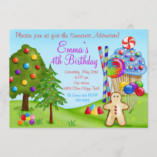 Oh Sweet Snoep Land Birthday Cupcake Invitations Kaart