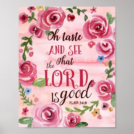 Oh Taste en zie dat de Heer goed is, 34:8. Poster (Voorkant)