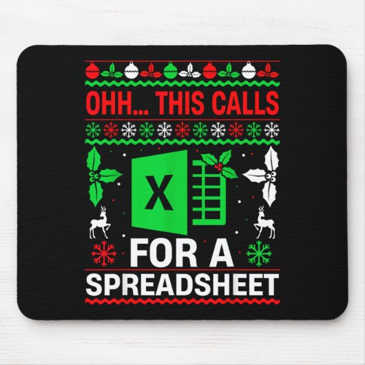 Oh This Calls For A Spreadsheet Christmas Sweater  Muismat (Voorkant)